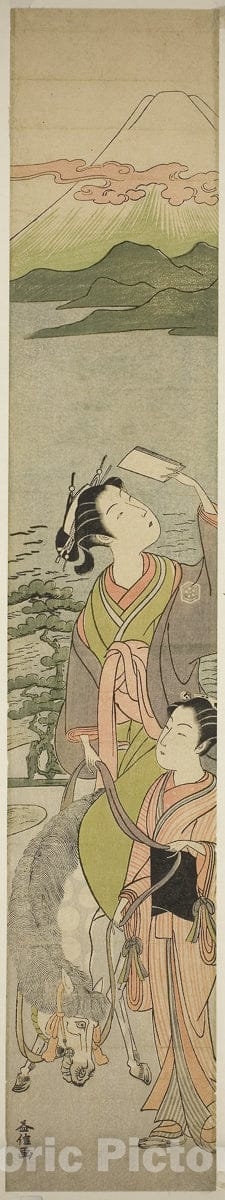 Art Print : Parody of Ariwara no Narihiras journey to the east, Masunobu, c 1776, Vintage Wall Decor :