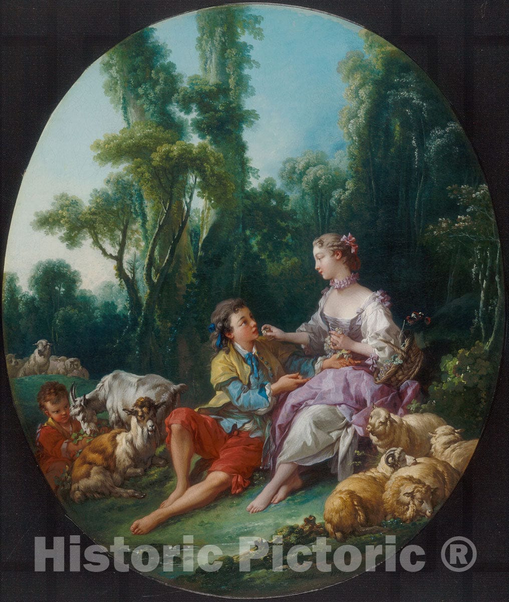Art Print : Are They Thinking about the Grape? (Pensent-ils au raisin?), FranÃ§ois Boucher, c 1885, Vintage Wall Decor :