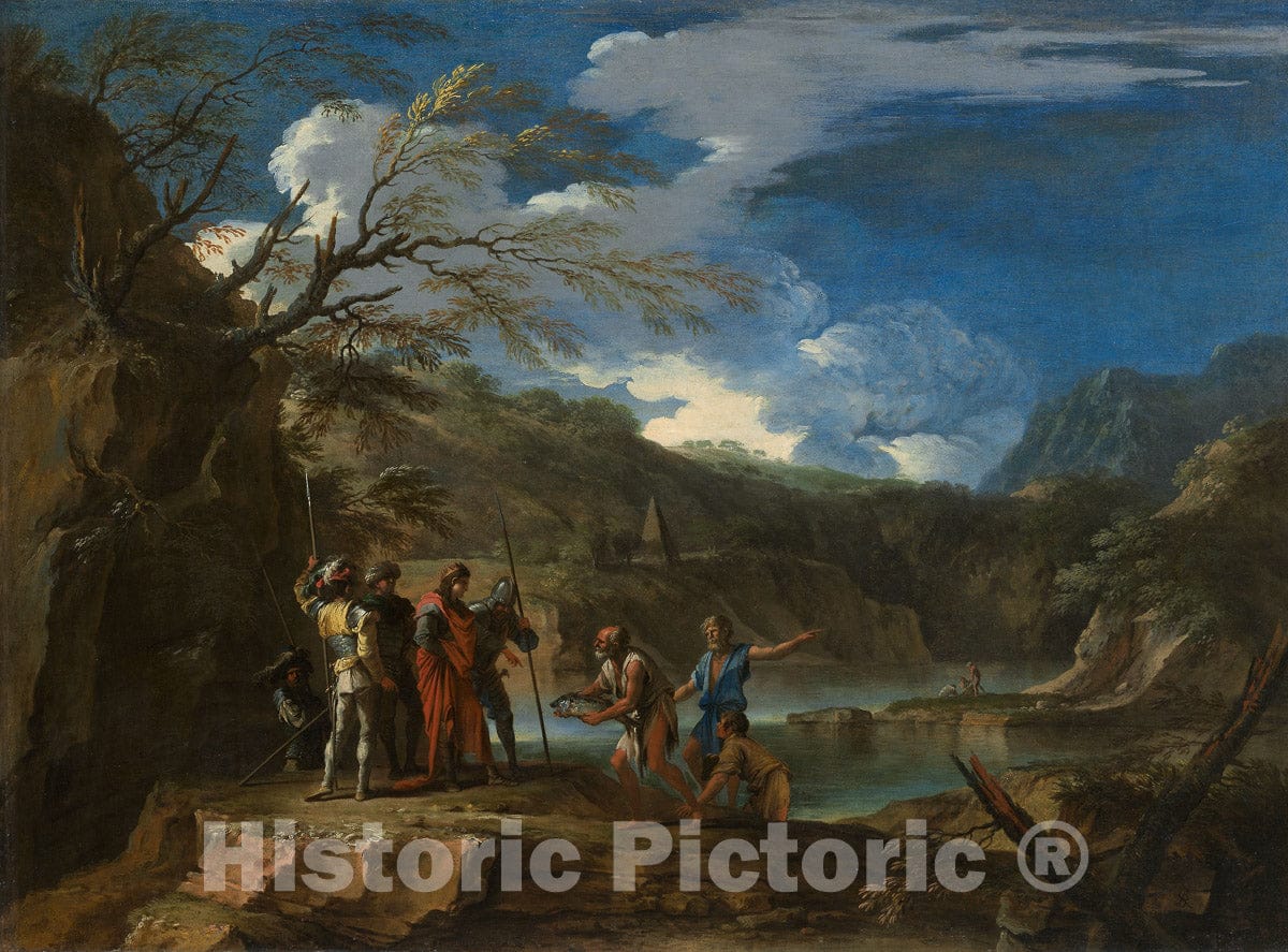 Art Print : Polycrates and the Fisherman, Salvator Rosa, c 1929, Vintage Wall Decor :