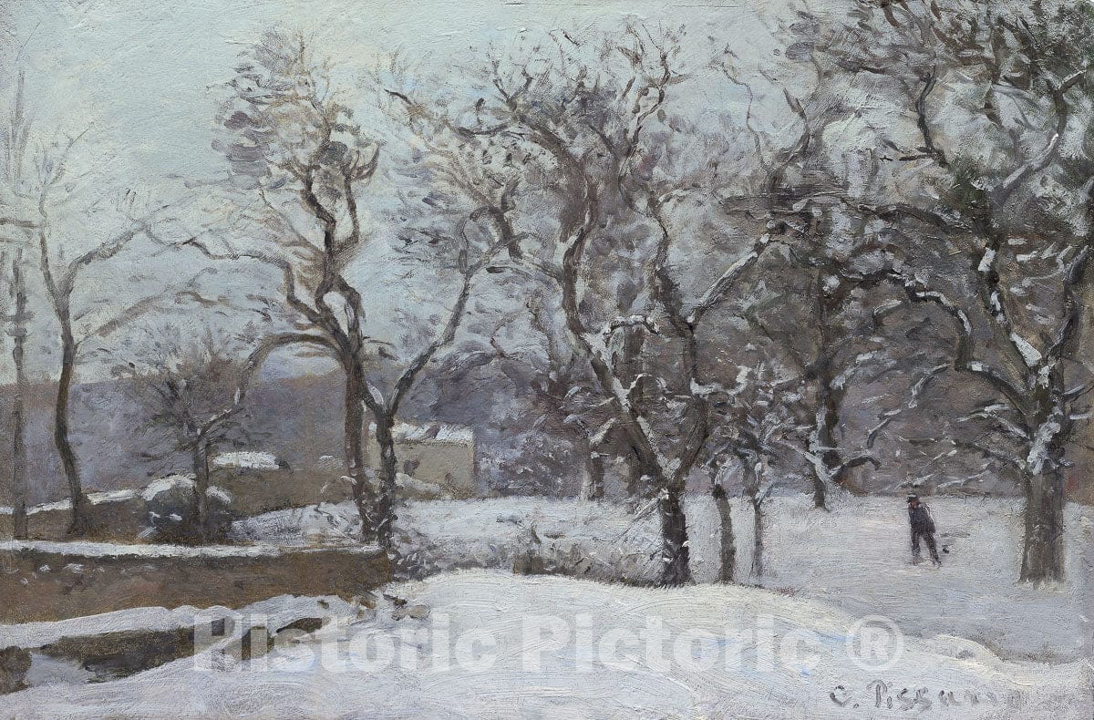 Art Print : Snow at Louveciennes, Camille Pissarro, c 1850, Vintage Wall Decor :