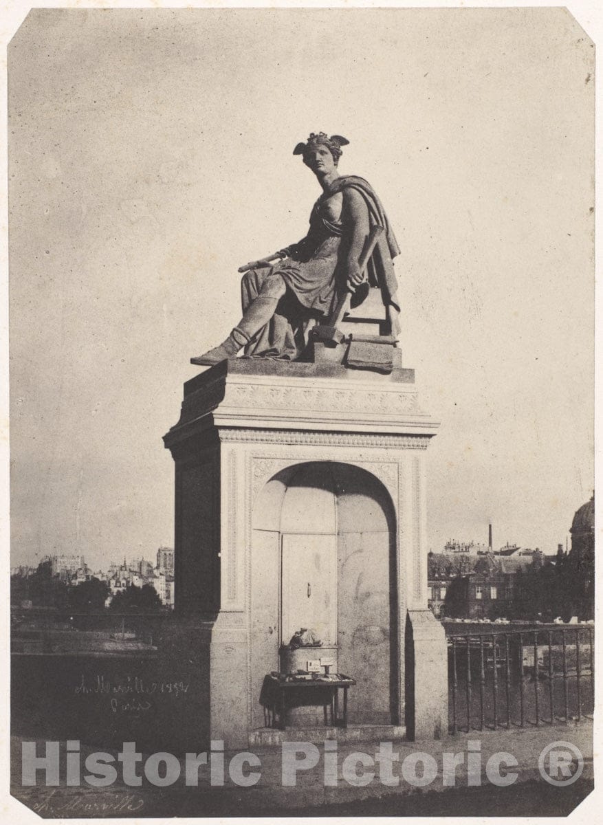 Photo Print : Charles Marville - Allegorical Sculpture of Industry, Pont du Carrousel : Vintage Wall Art
