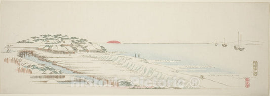 Art Print : Morning Snow at Susaki (Susaki yuki no asa), from the series "Thirteen Views of the Environs of Edo", Utagawa Hiroshige, c 1821, Vintage Wall Decor :