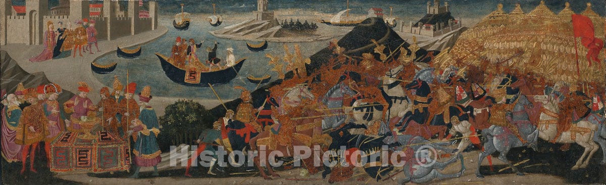 Art Print : The Battle of Pharsalus and the Death of Pompey, Apollonio di Giovanni, c 1488, Vintage Wall Decor :