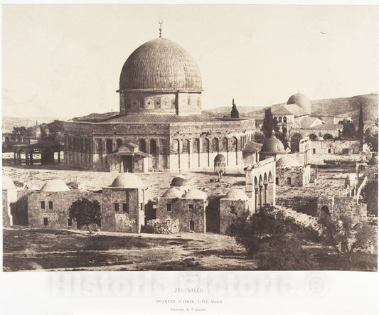 Photo Print : Auguste Salzmann - Jérusalem, Mosquée d'Omar, côté Nord, Intérieur de l'enceinte : Vintage Wall Art