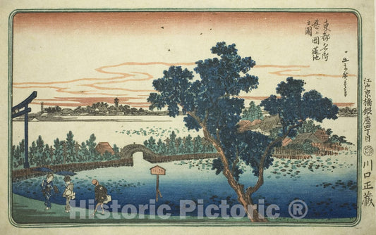 Art Print : View of the Lotus Pond at Shinobugaoka (Shinobugaoka hasuike no zu), Utagawa Hiroshige, c 1852, Vintage Wall Decor :