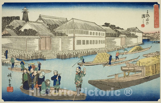 Art Print : The Yoroi Ferry (Yoroi no watashi), from the series "Exceptional Views of Edo (Koto shokei)", Utagawa Hiroshige, c 1844, Vintage Wall Decor :