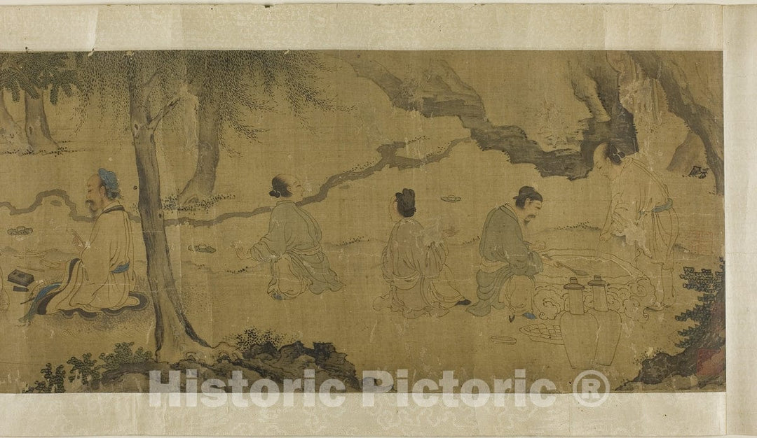 Art Print : The Orchid Pavilion Gathering, Artist unknown, c 1857, Vintage Wall Decor :