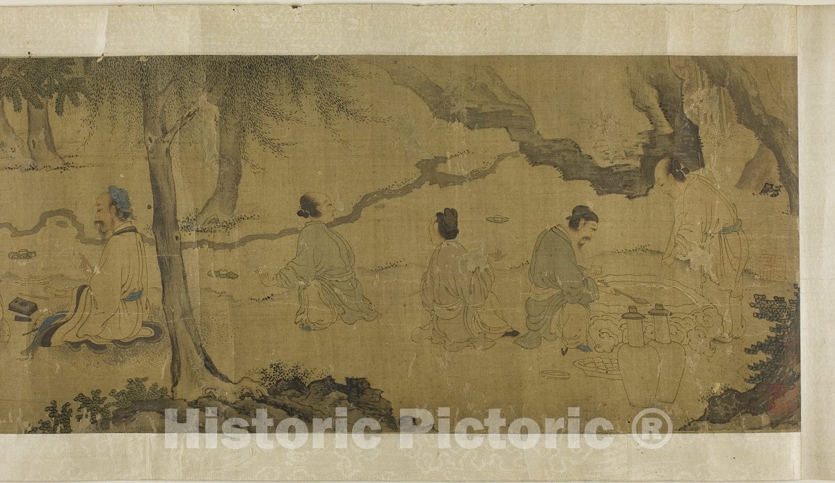 Art Print : The Orchid Pavilion Gathering, Artist unknown, c 1857, Vintage Wall Decor :