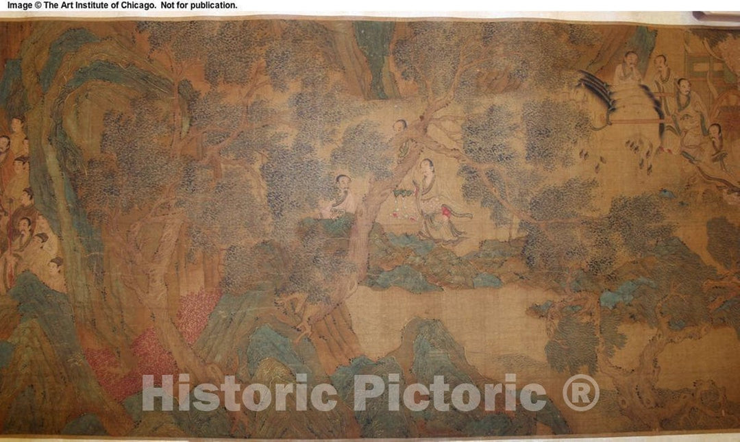 Art Print : King Yu Moving a Mountain to Control the Floods, Artist unknown, c 1706, Vintage Wall Decor :