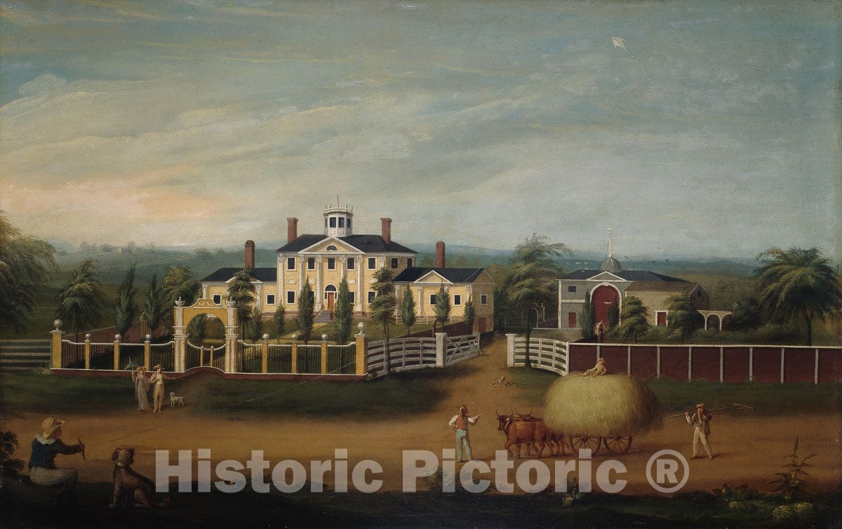 Art Print : New England Country Seat, Michele Felice CornÃ¨, c 1810, Vintage Wall Decor :