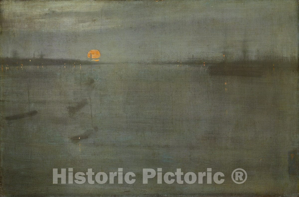 Art Print : Nocturne: Blue and GoldÂ—Southampton Water, James McNeill Whistler, 1872, Vintage Wall Decor :