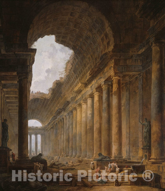 Art Print : The Old Temple, Hubert Robert, c 1788, Vintage Wall Decor :