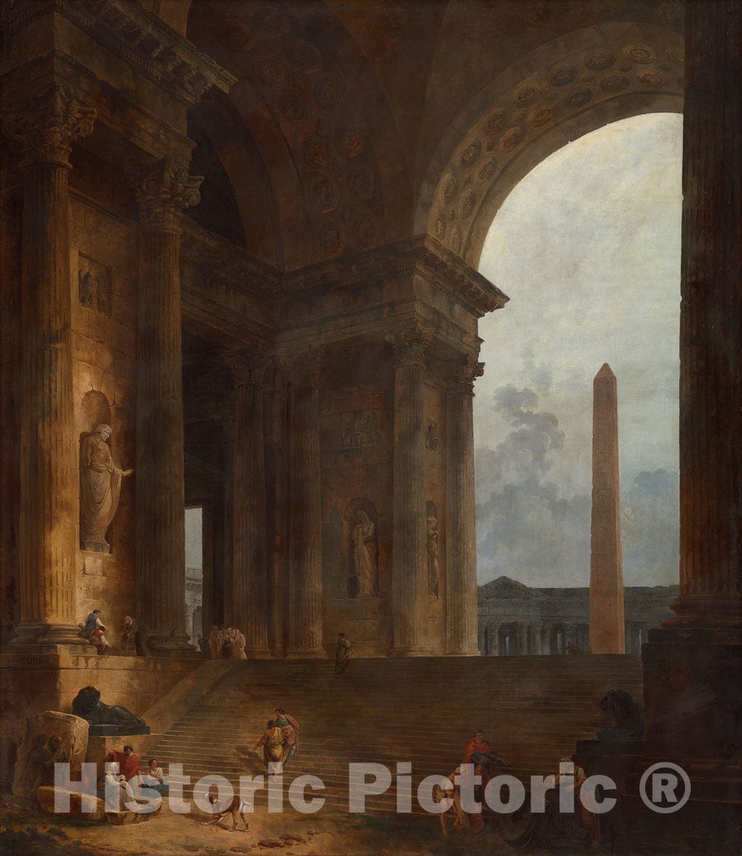 Art Print : The Obelisk, Hubert Robert, c 1788, Vintage Wall Decor :