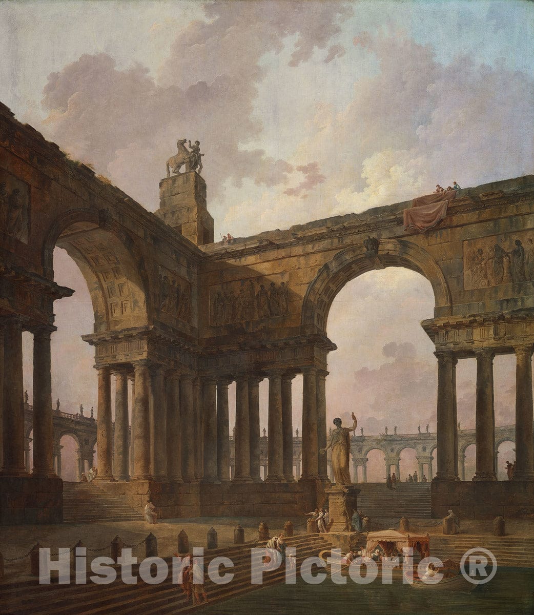 Art Print : The Landing Place, Hubert Robert, c 1788, Vintage Wall Decor :