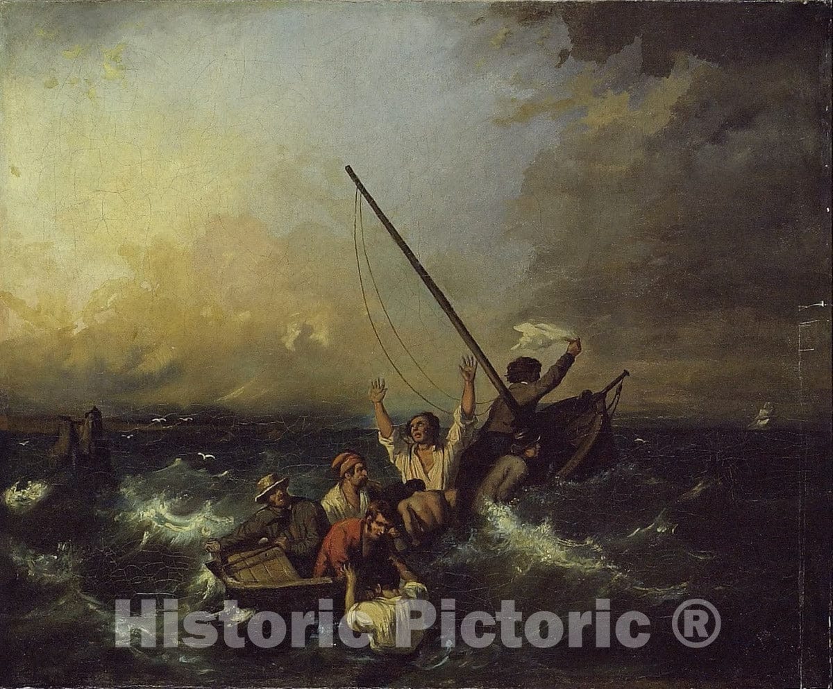 Art Print : Shipwreck, EugÃ¨ne Isabey, c 1857, Vintage Wall Decor :