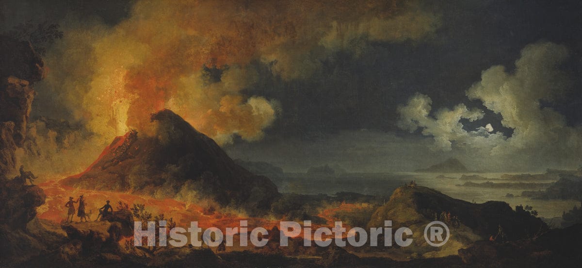 Art Print : The Eruption of Vesuvius, Pierre-Jacques Volaire, 1771, Vintage Wall Decor :