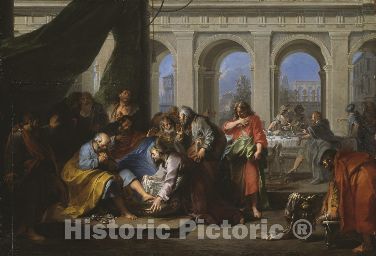 Art Print : Christ Washing the Feet of His Disciples, Nicolas Bertin, c 1725, Vintage Wall Decor :