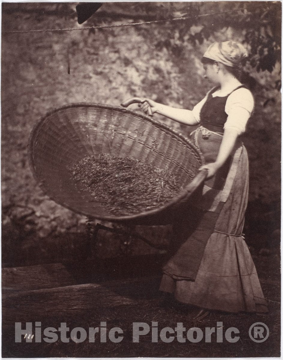 Photo Print : Peasant Woman with Winnowing Basket : Vintage Wall Art