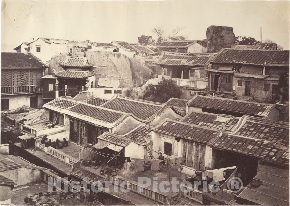 Photo Print : John Thomson - Amoy Houses : Vintage Wall Art