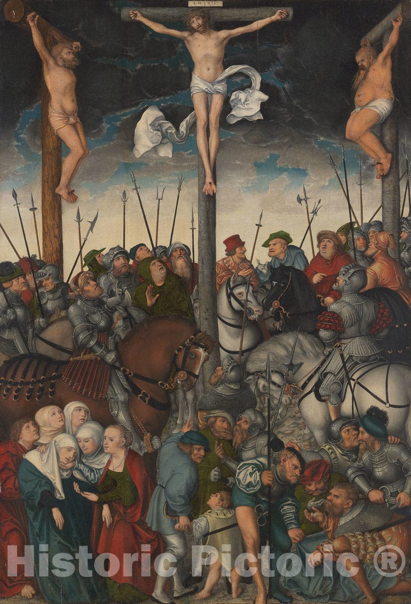 Art Print : The Crucifixion, Lucas Cranach, the elder, 1538, Vintage Wall Decor :