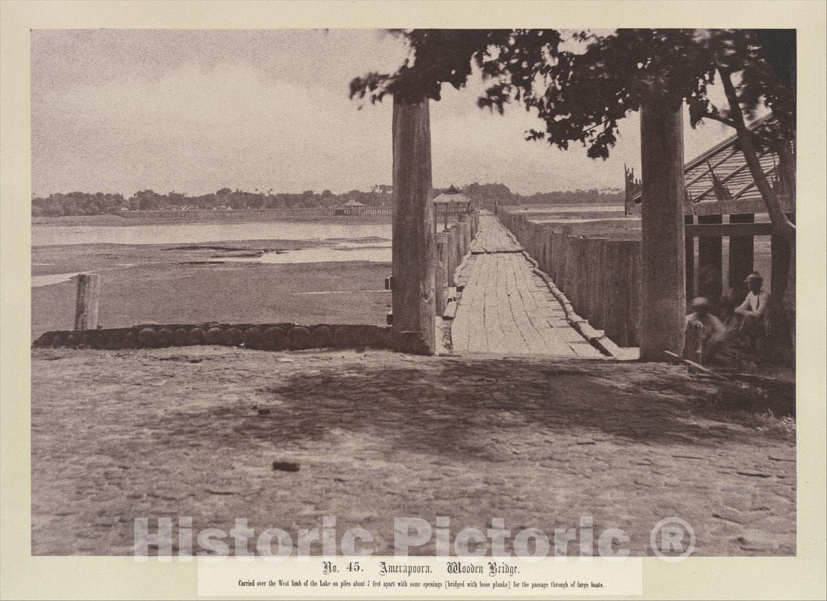 Photo Print : Linnaeus Tripe - Amerapoora: Wooden Bridge : Vintage Wall Art