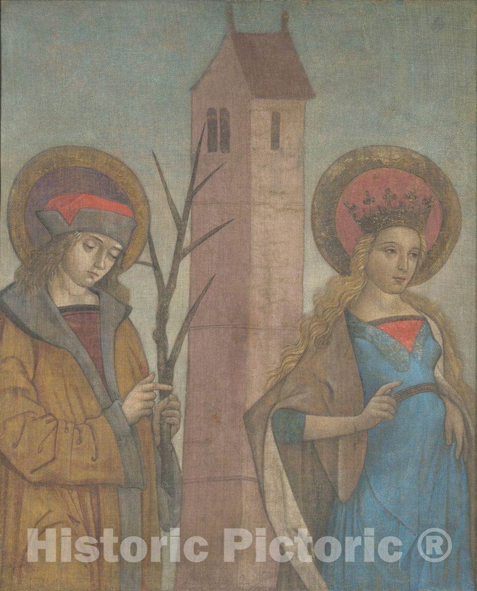 Art Print : Diptych of Saints Achatius, Barbara, Apollonia, and Sebald, German School, c 1480, Vintage Wall Decor :