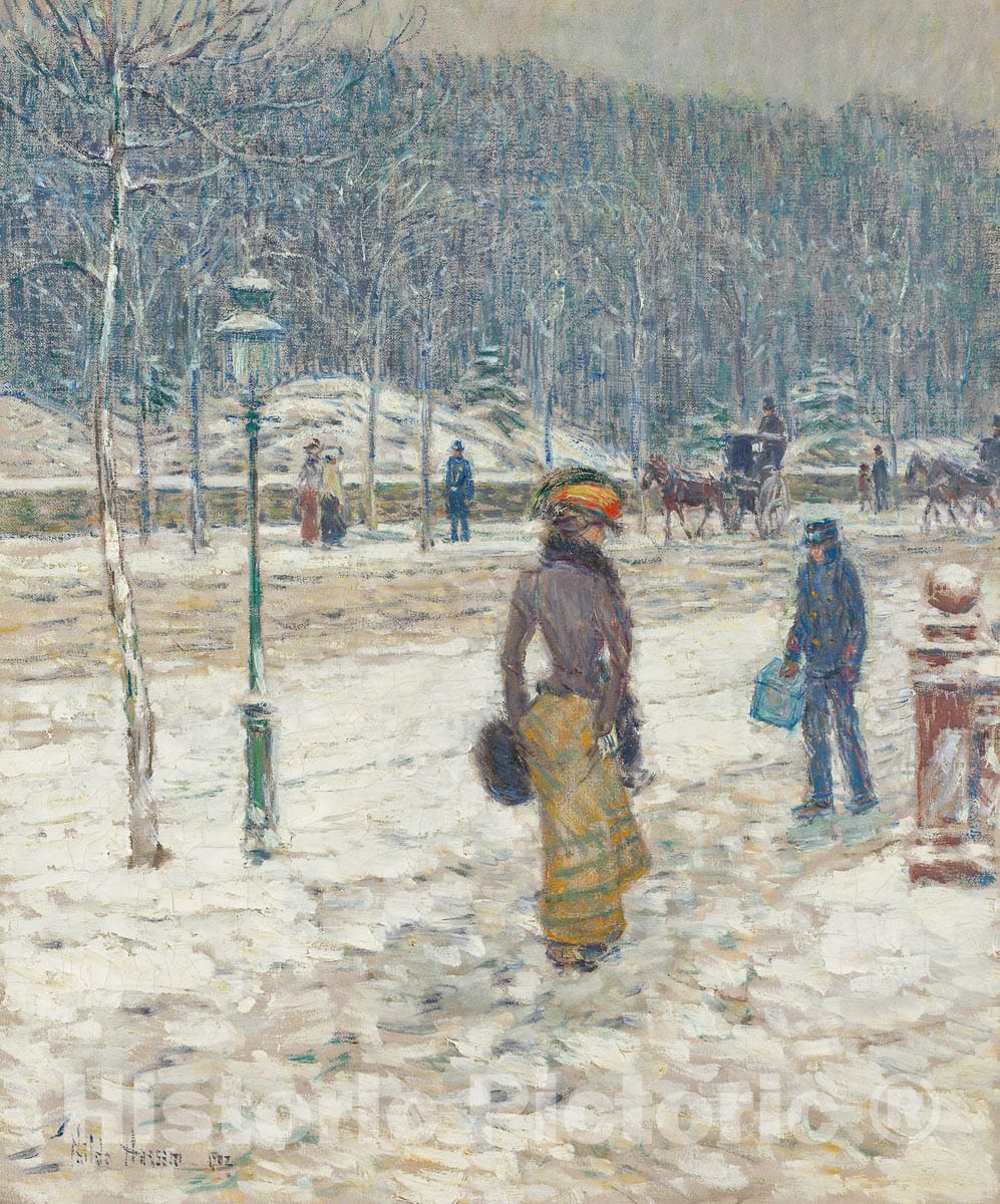 Art Print : New York Street, Childe Hassam, 1902, Vintage Wall Decor :