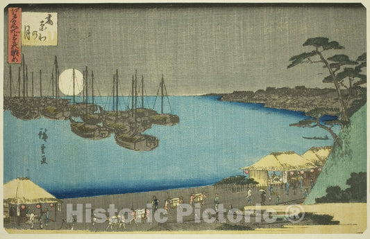 Art Print : Moon at Takanawa , from Three Views of Famous Places in Edo , Utagawa Hiroshige, c 1841, Vintage Wall Decor :