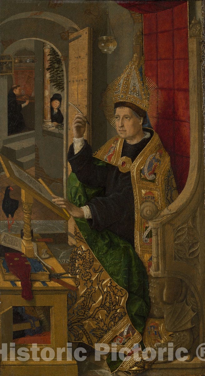 Art Print : Saint Augustine, Bartolome Bermejo , c 1481, Vintage Wall Decor :
