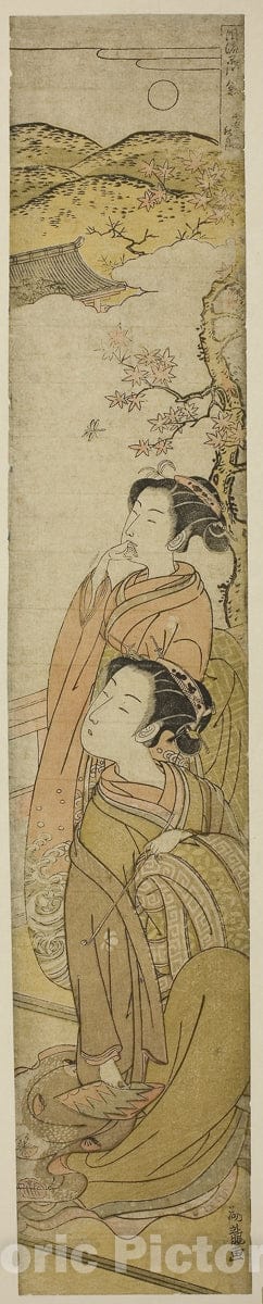 Art Print : Eight Fashionable Views of the Shinagawa (Furyu Shinagawa hakkei), Isoda Koryusai, c 1774, Vintage Wall Decor :