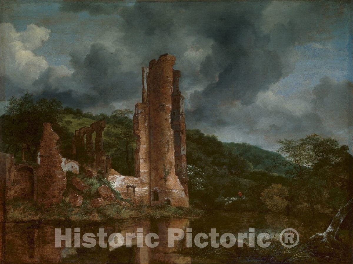 Art Print : Landscape with the Ruins of the Castle of Egmond, Jacob Van Ruisdael, c 1653, Vintage Wall Decor :