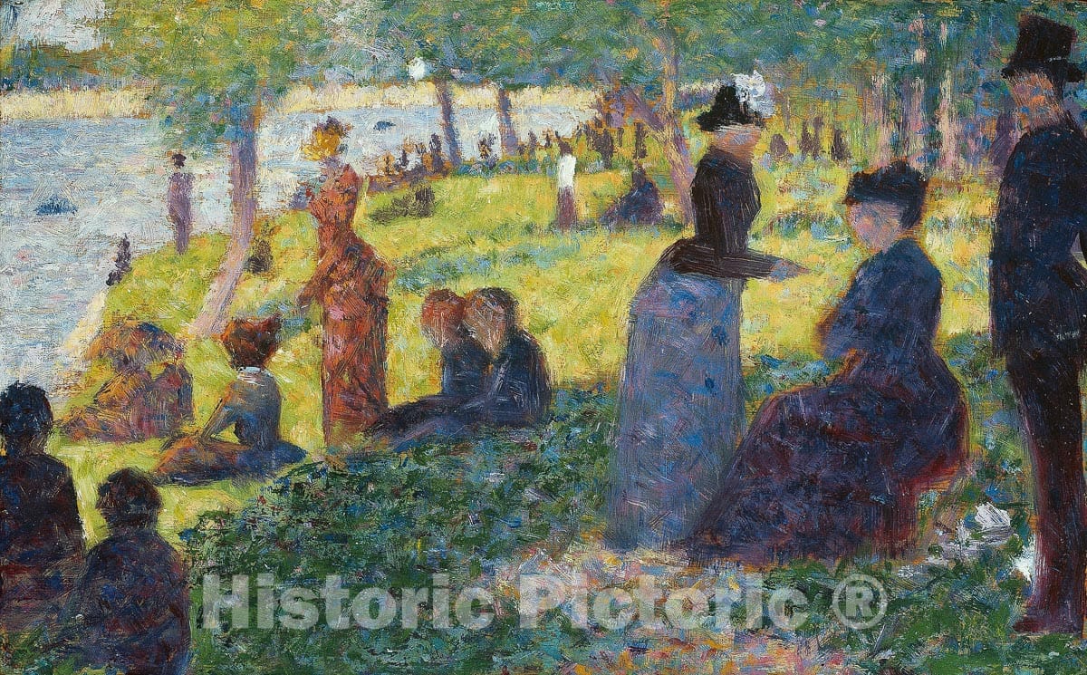 Art Print : Oil Sketch for "La Grande Jatte", Georges Seurat, c 1884, Vintage Wall Decor :