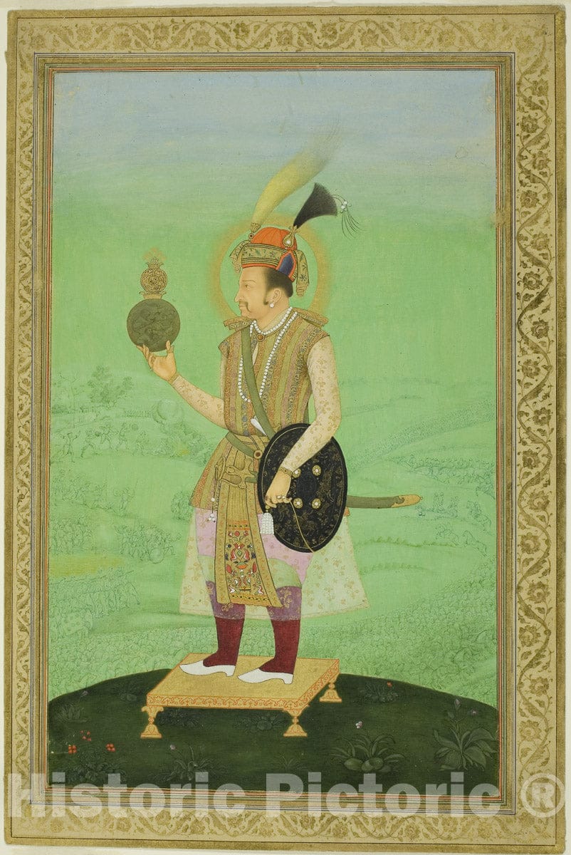 Art Print : Portrait of Emperor Jahangir, Mughal, c 1794, Vintage Wall Decor :