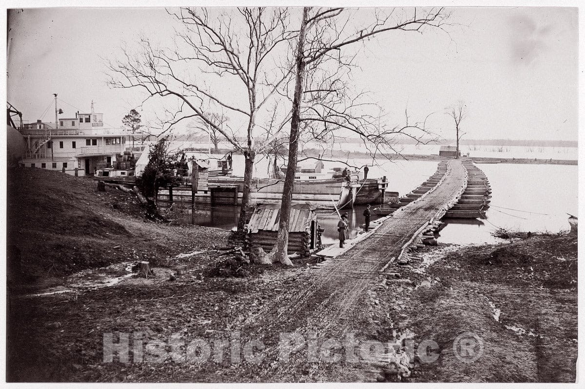 Photo Print : Andrew Joseph Russell - Pontoon Bridge : Vintage Wall Art