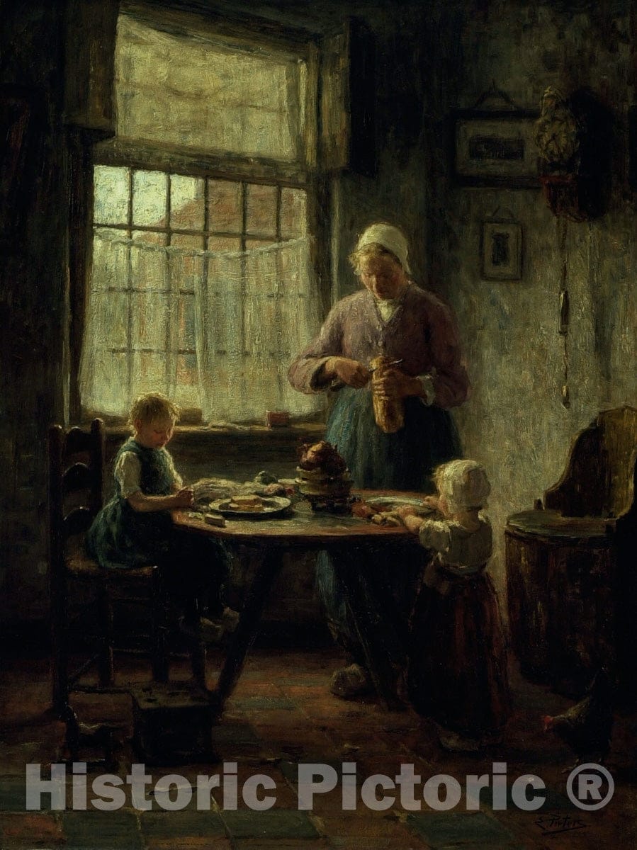 Art Print : A Family Meal, Evert Pieters, c 1895, Vintage Wall Decor :