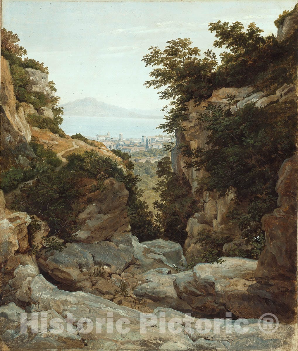 Art Print : Italian Landscape, Heinrich Reinhold, 1821, Vintage Wall Decor :