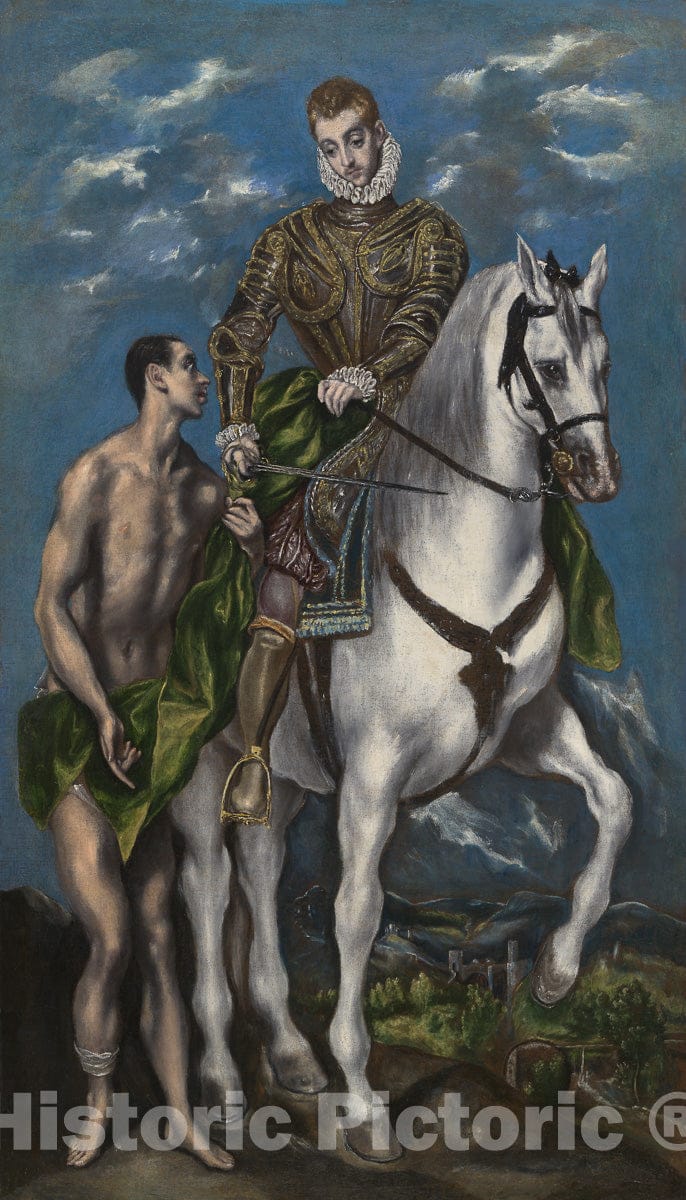 Art Print : Saint Martin and the Beggar, Domenico TheotokÃ³poulos, called El Greco, c 1599, Vintage Wall Decor :