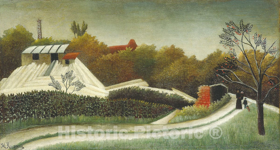 Art Print : Sawmill, Outskirts of Paris, Henri Rousseau, c 1892, Vintage Wall Decor :