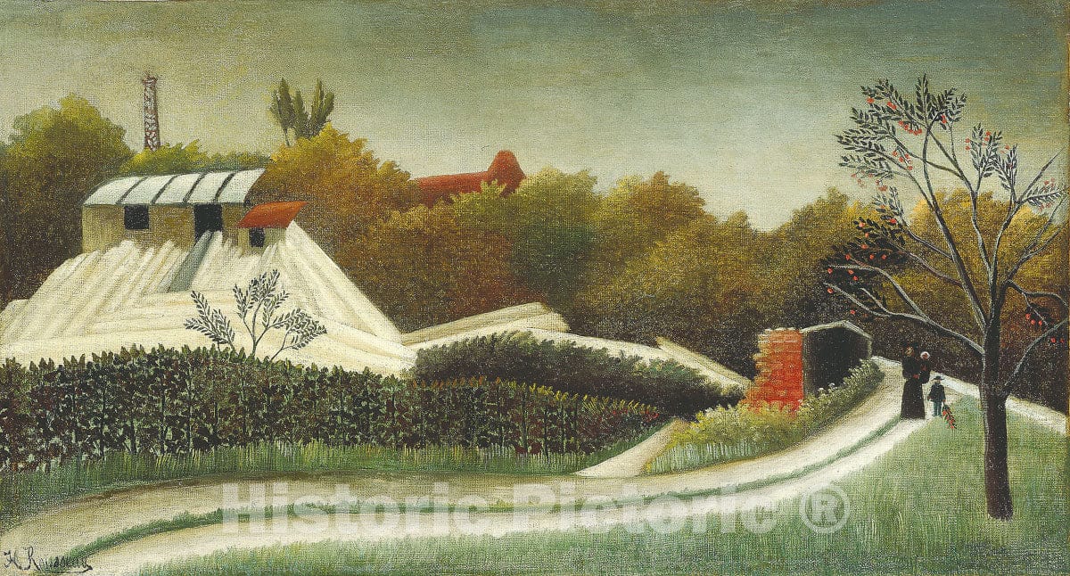 Art Print : Sawmill, Outskirts of Paris, Henri Rousseau, c 1892, Vintage Wall Decor :