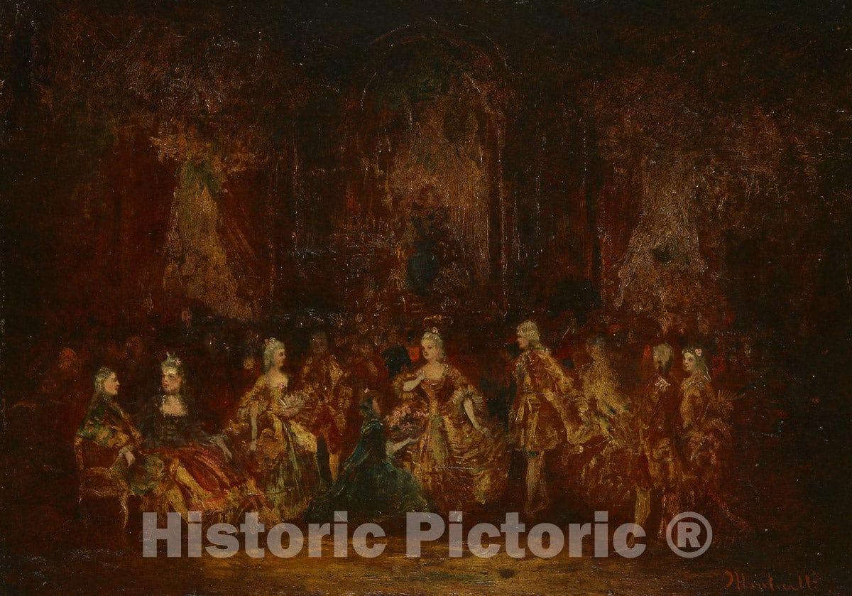 Art Print : Persons in Louis XV Costumes, Adolphe Joseph Thomas Monticelli, c 1857, Vintage Wall Decor :