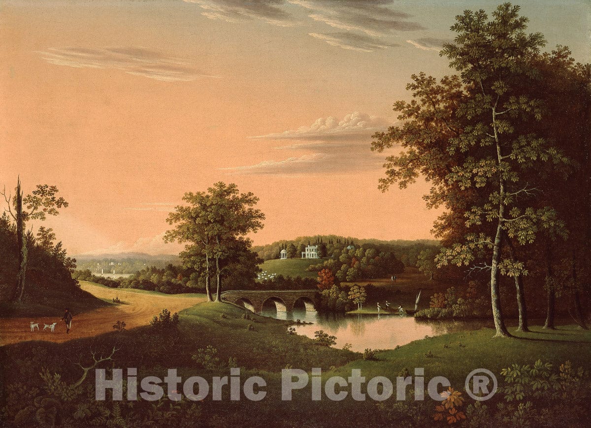 Art Print : Point Breeze, the Estate of Joseph Napoleon Bonaparte at Bordentown, New Jersey, Charles B. Lawrence, c 1819, Vintage Wall Decor :