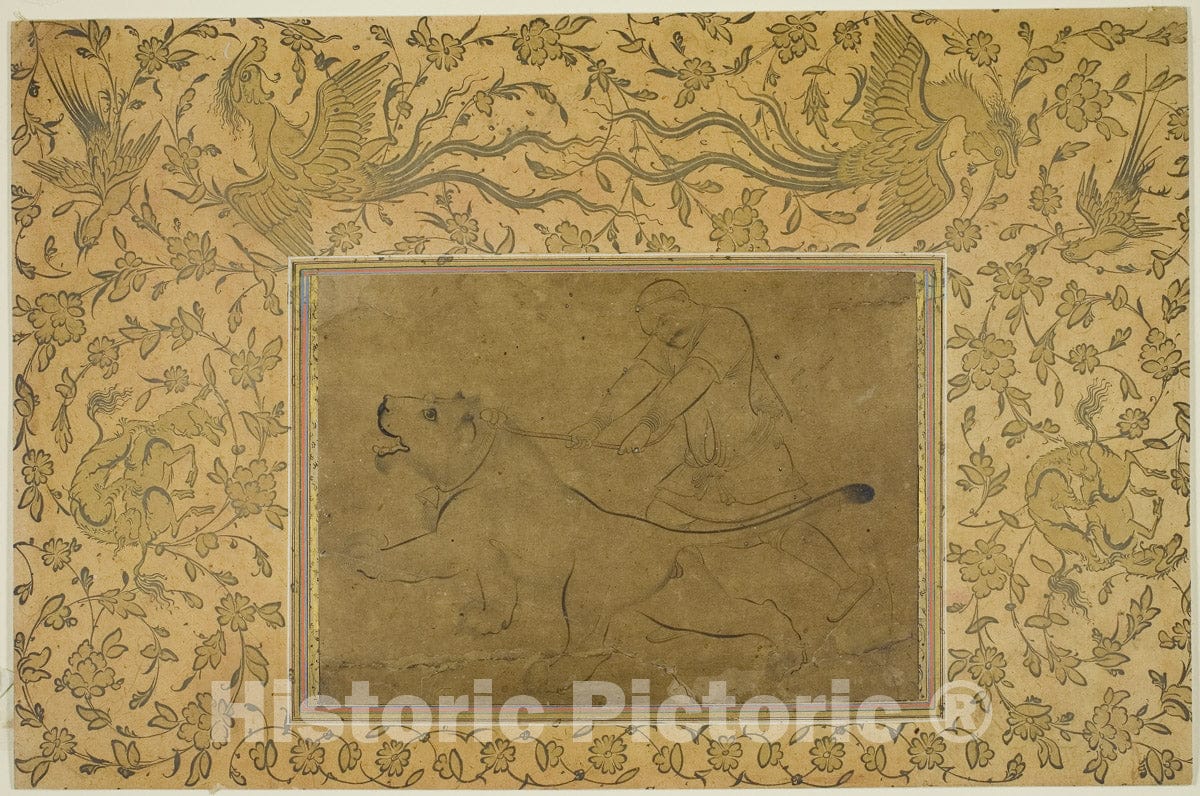 Art Print : The Lion Tamer, Sadiqi, c 1613, Vintage Wall Decor :