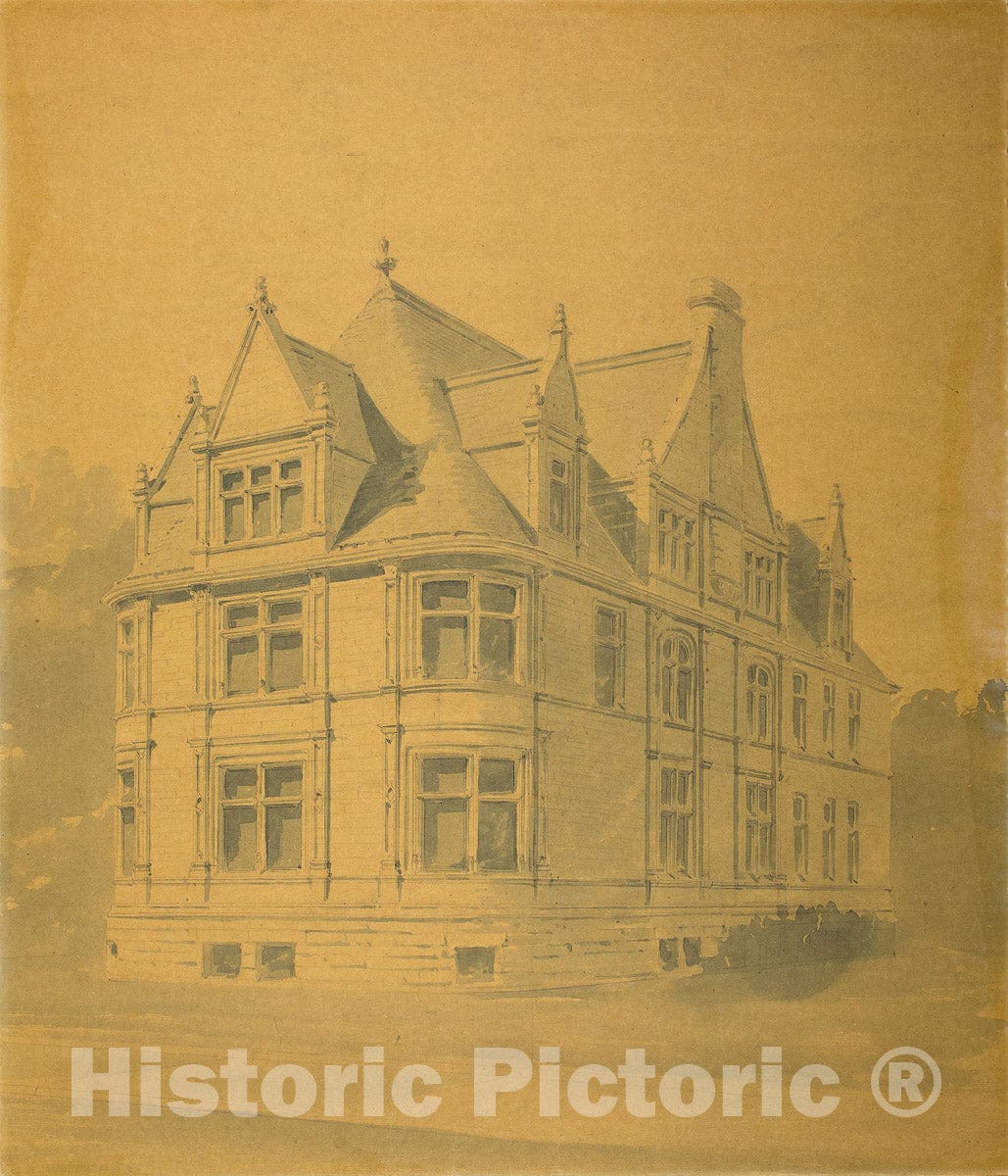 Art Print : William J. Goudy House, Chicago, Illinois, Perspective, Burnham and Root, c 1890, Vintage Wall Decor :