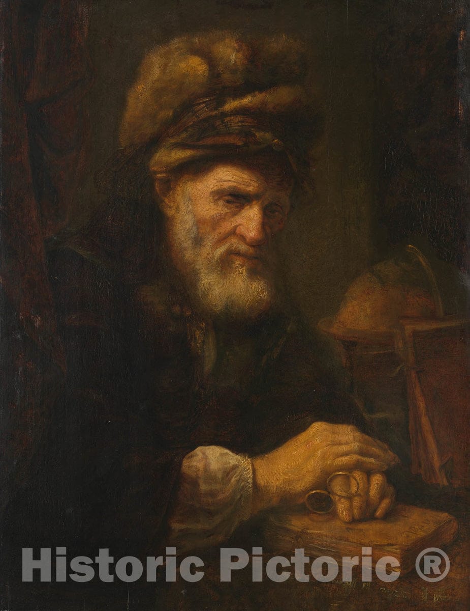 Art Print : An Old Man in a Fur Cap, Karel Van der Pluym, c 1651, Vintage Wall Decor :