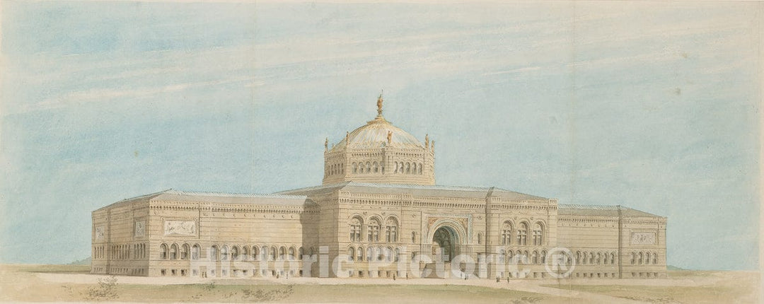 Art Print : Worlds Columbian Exposition Fine Arts Museum, Chicago, Illinois, Perspective, John Wellborn Root, c 1891, Vintage Wall Decor :