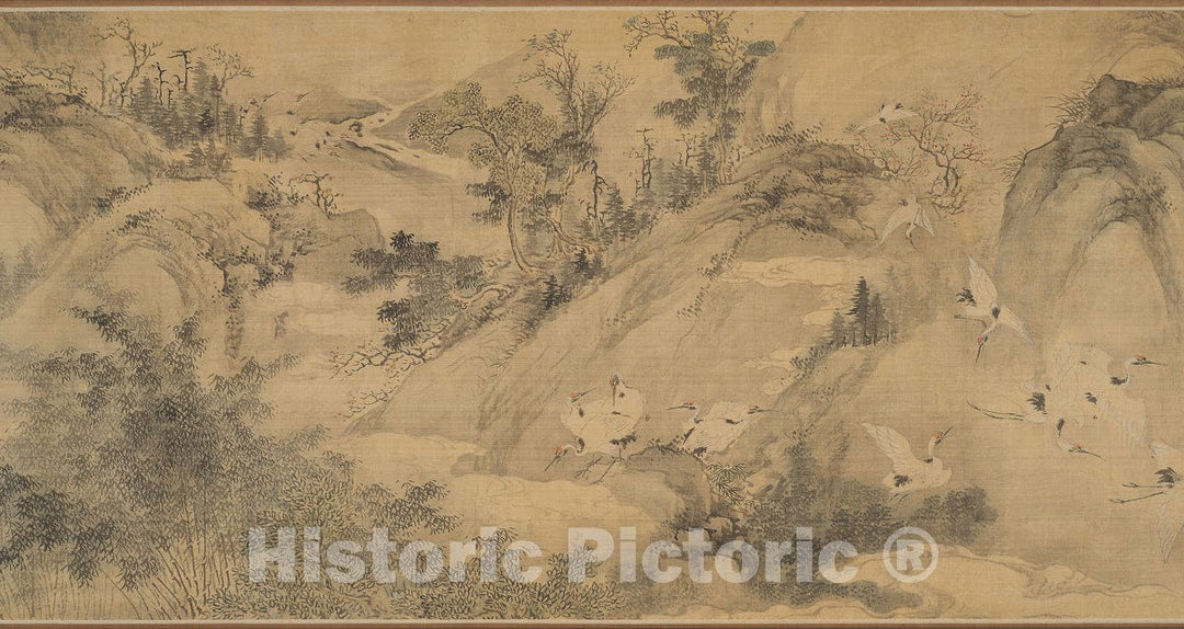 Art Print : One Hundred Cranes, Shen Quan, c 1726, Vintage Wall Decor :