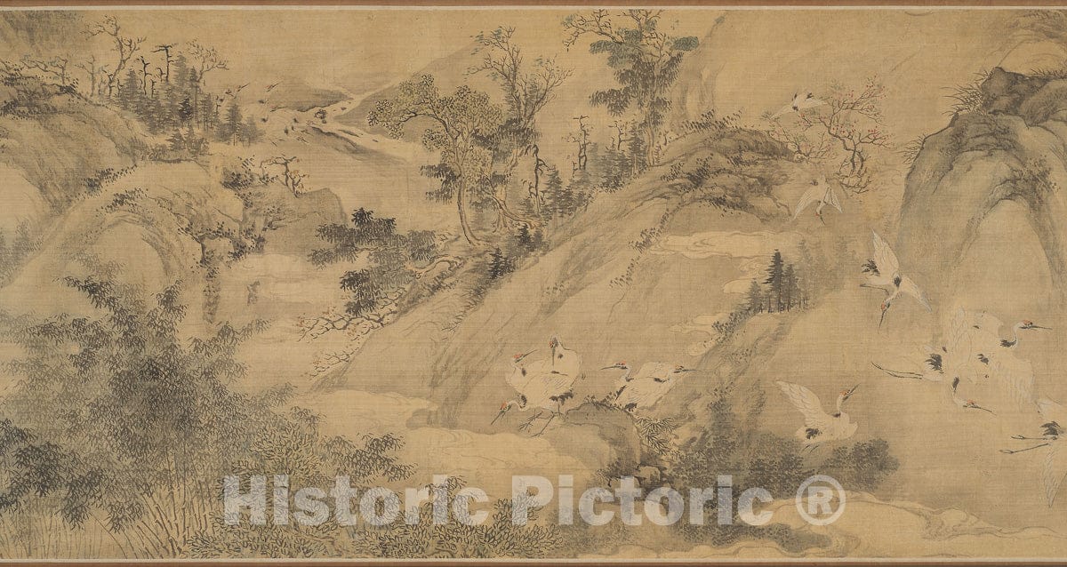 Art Print : One Hundred Cranes, Shen Quan, c 1726, Vintage Wall Decor :