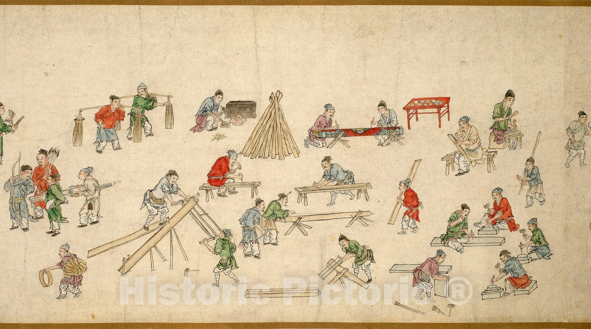 Art Print : Street Scenes in Times of Peace (Taiping fenghui tu), Zhu Yu, c 1329, Vintage Wall Decor :