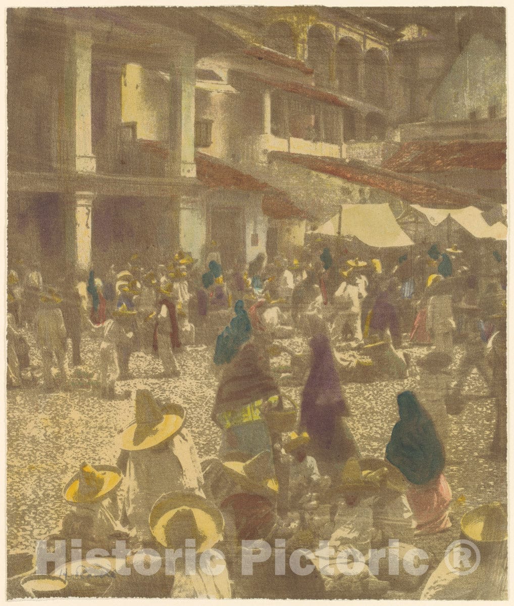 Photo Print : Henry Ravell - The Plaza, Market Day, Taxco, Mexico : Vintage Wall Art