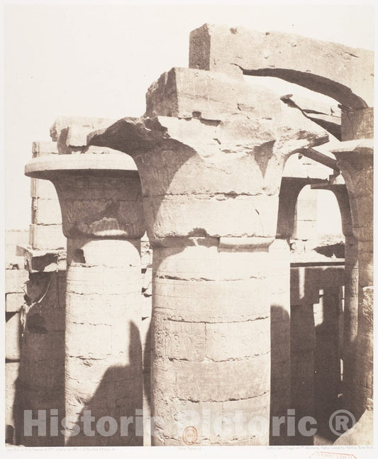 Photo Print : Félix Teynard - Karnak (Thèbes), Palais - Salle Hypostyle - Colonnade Centrale - Chapiteaux : Vintage Wall Art